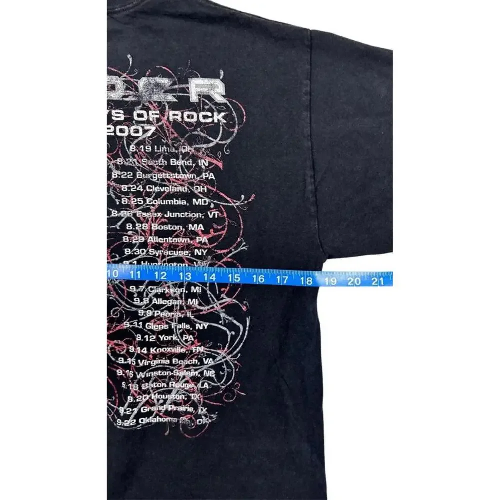 Hinder 2007 Tour T-Shirt Medium Hanes Heavyweight Rock Band Tee Double Sided - Picture 7 of 9